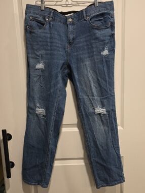 Cato Straight-Leg Distressed Blue Jeans 18W